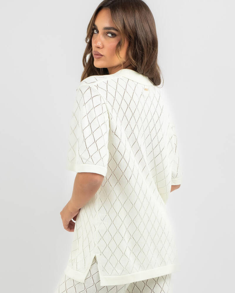 Mooloola Bondi Crochet Short Sleeve Shirt for Womens