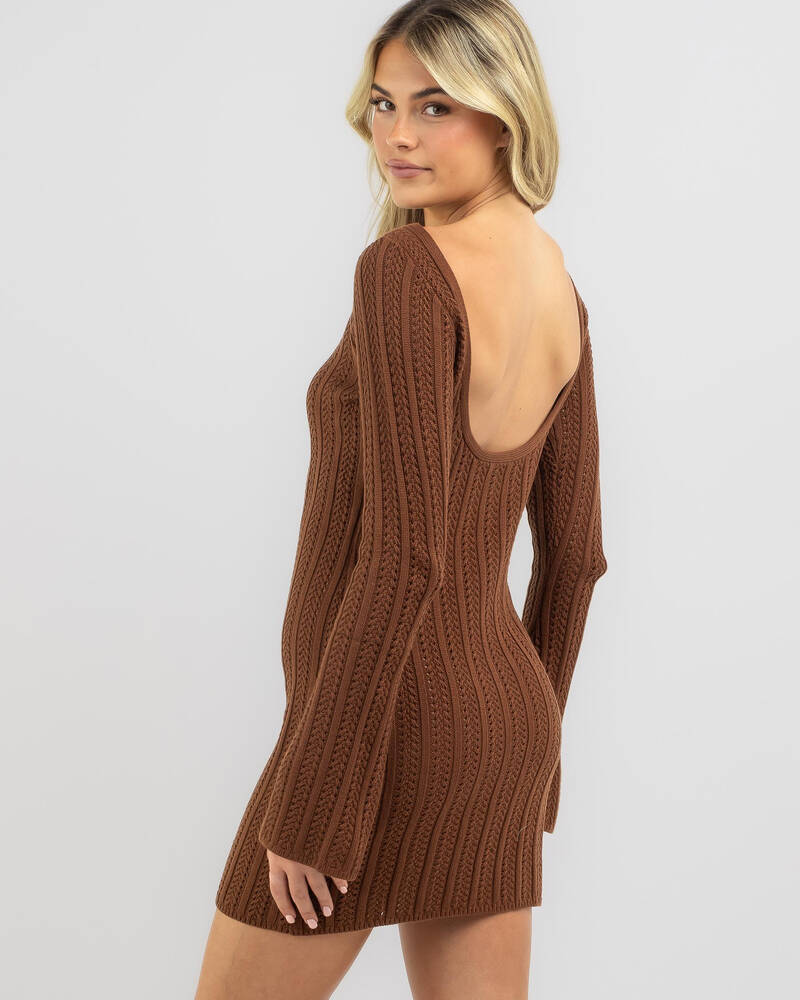 Rhythm Charlize Long Sleeve Knit Dress for Womens