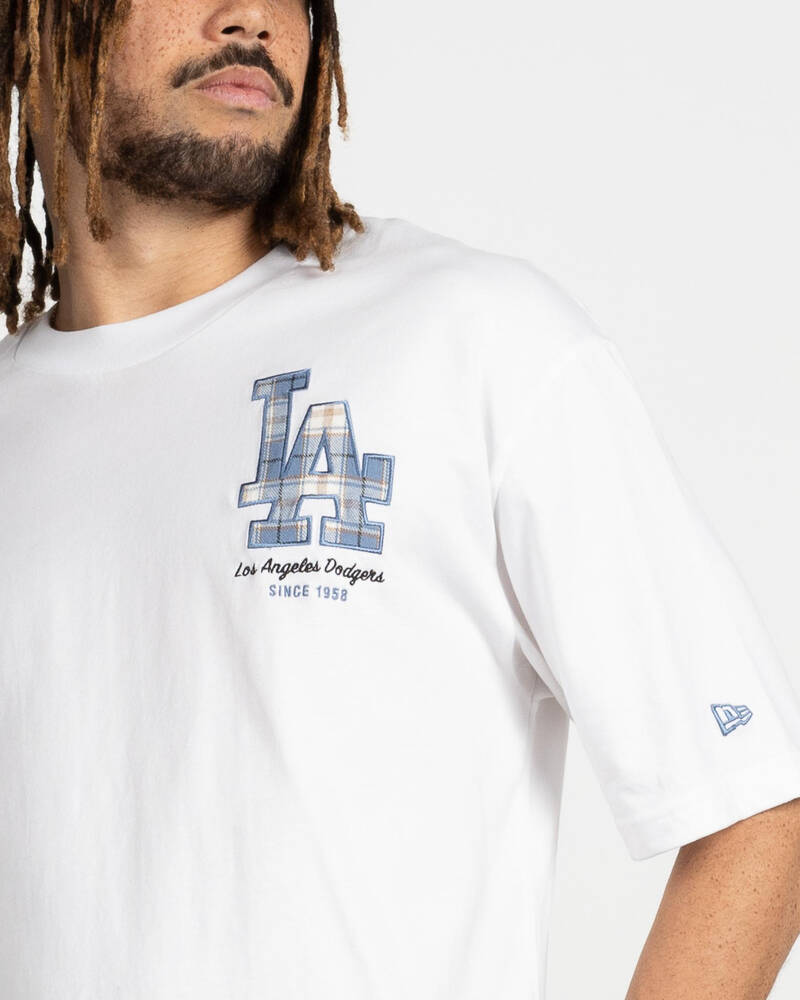 New Era LA Dodgers Denim & Plaid Oversized T-Shirt for Mens