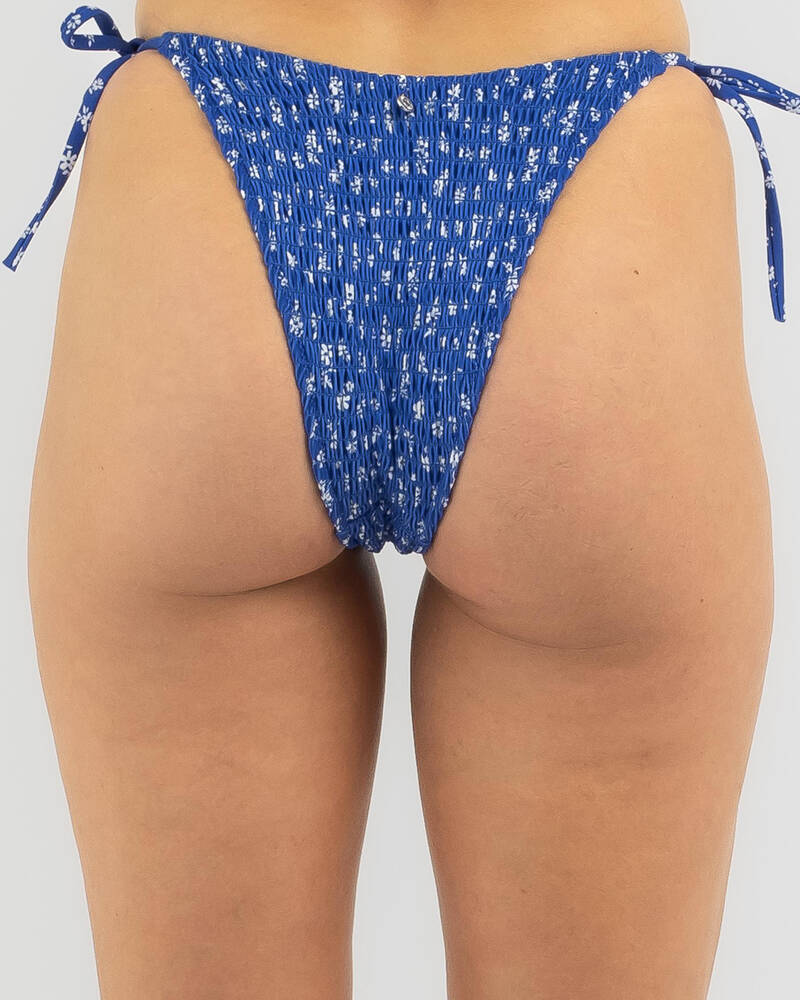 Rhythm Elodie Floral Smocked Tie Side High Cut Bikini Bottom for Womens