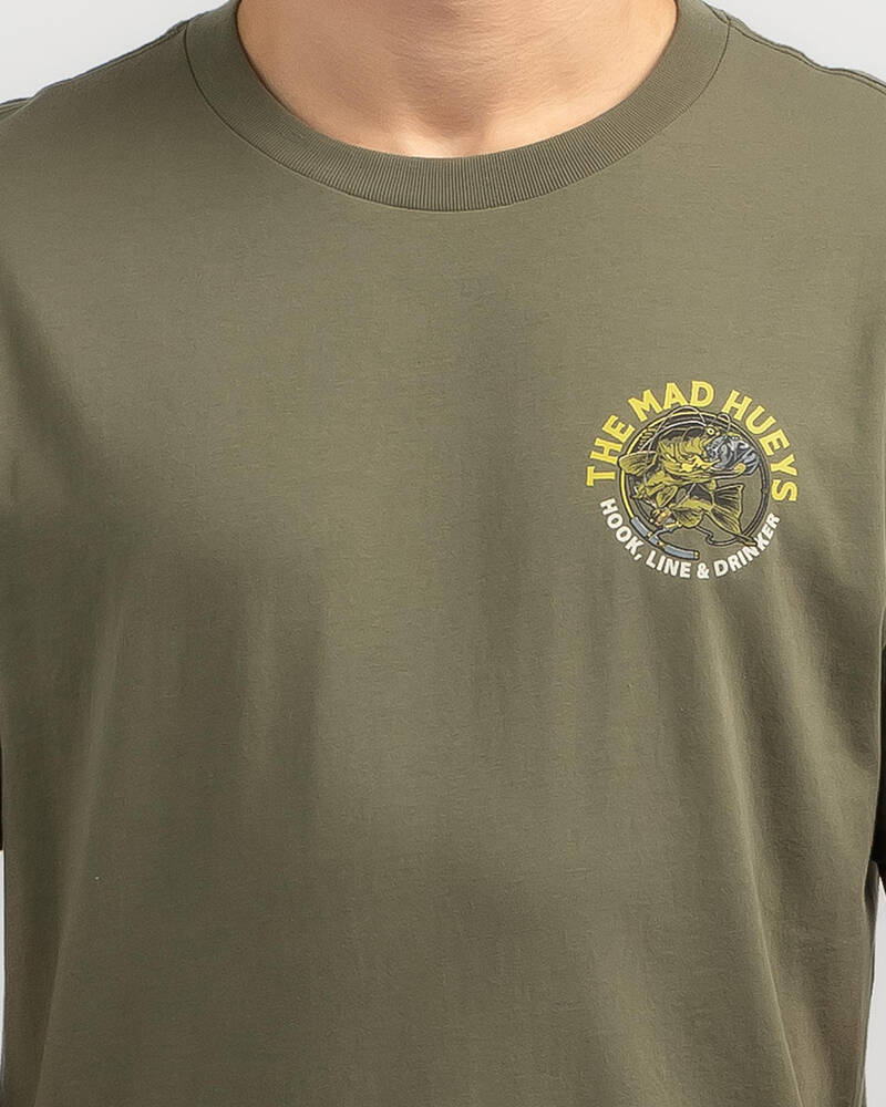 The Mad Hueys Hook Line & Drinker T Shirt for Mens
