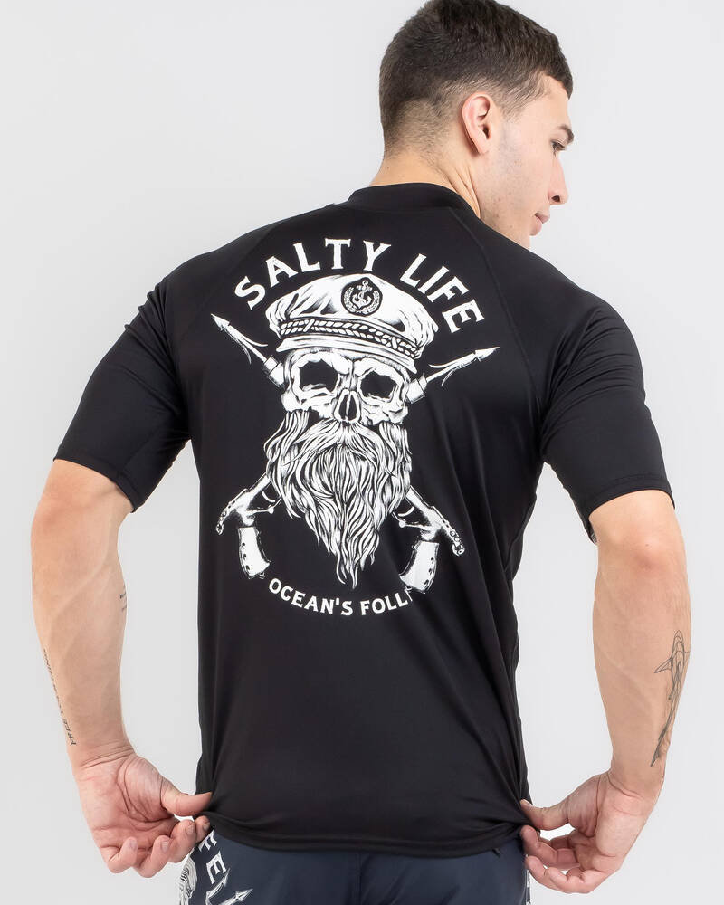 Salty Life Overboard Short Sleeve Rash Vest for Mens