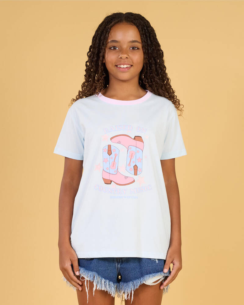 Ringers Western Girls' Raised On Country Music T-Shirt for Womens