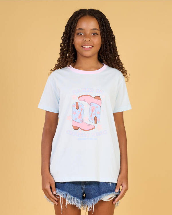 Ringers Western Girls' Raised On Country Music T-Shirt for Womens