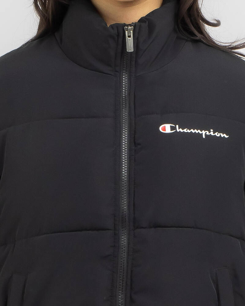 Champion Rochester Athletic Puffer Jacket In Black Fast Shipping & Easy Returns City Beach