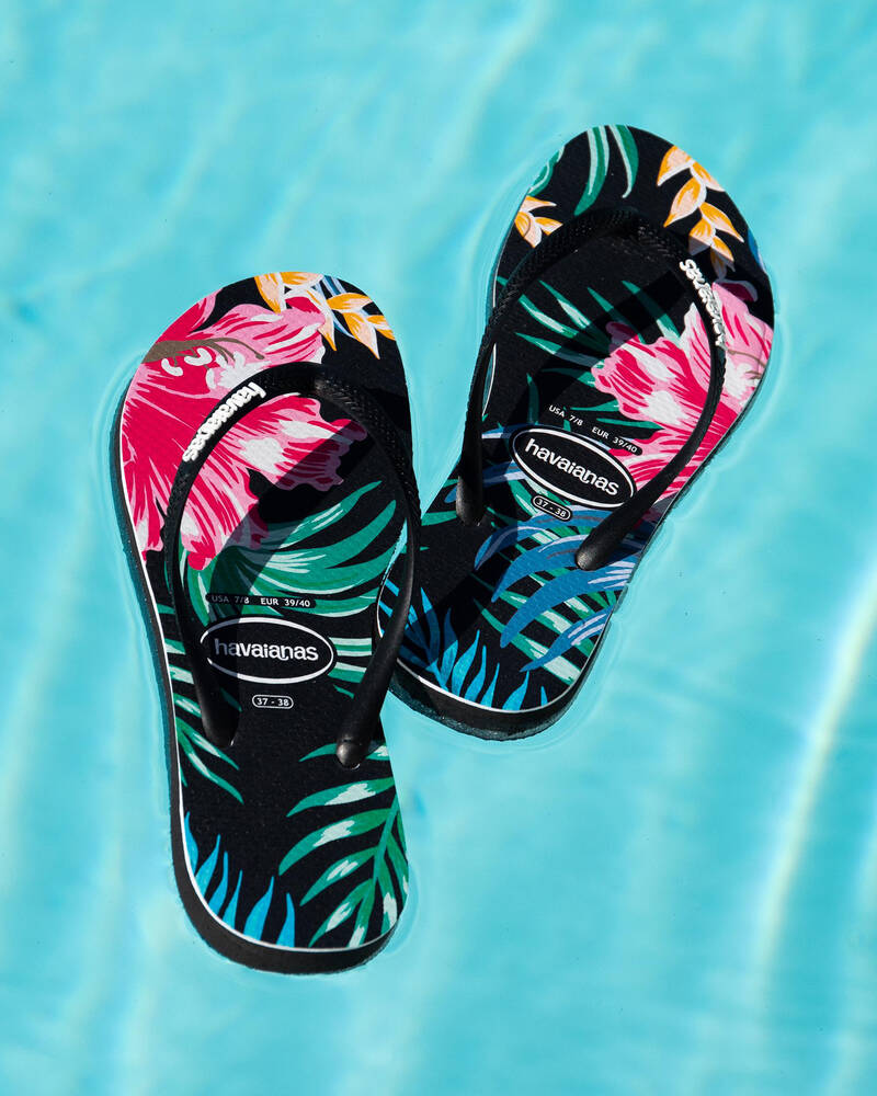 Havaianas Slim Print Floral Palm Thongs for Womens
