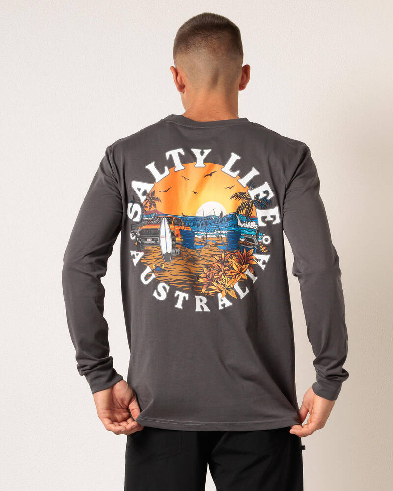 Salty Life Beach Run Long Sleeve T-Shirt for Mens