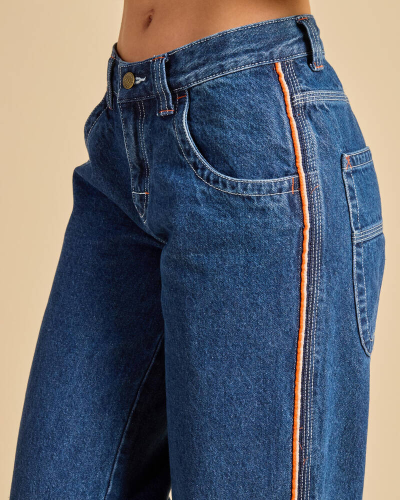 Shop Rusty Flip Mommy Jeans In Deep Sea Blue Fast Shipping & Easy