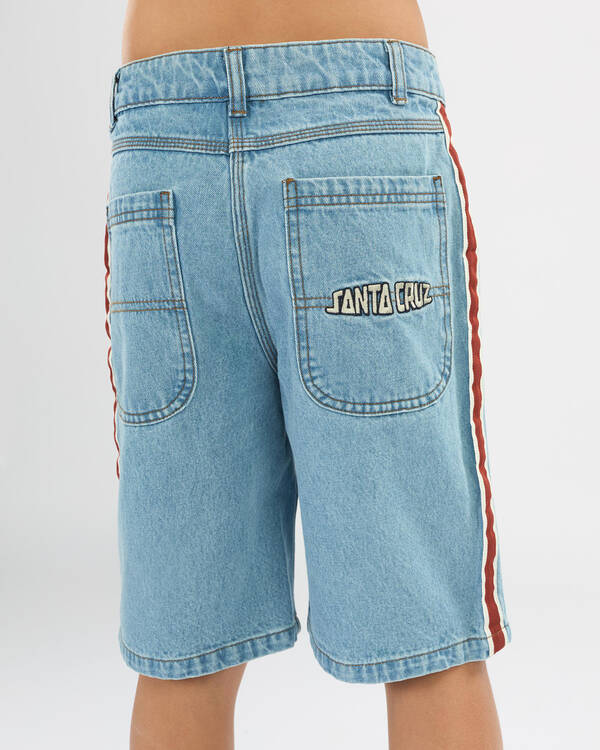 Santa Cruz Boys' Fisheye Strip Denim Shorts for Mens