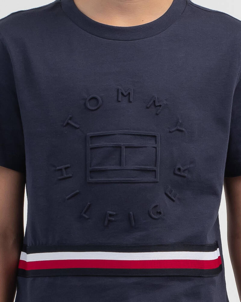 Tommy Hilfiger Boys' Global Stripe Embossed T-Shirt for Mens