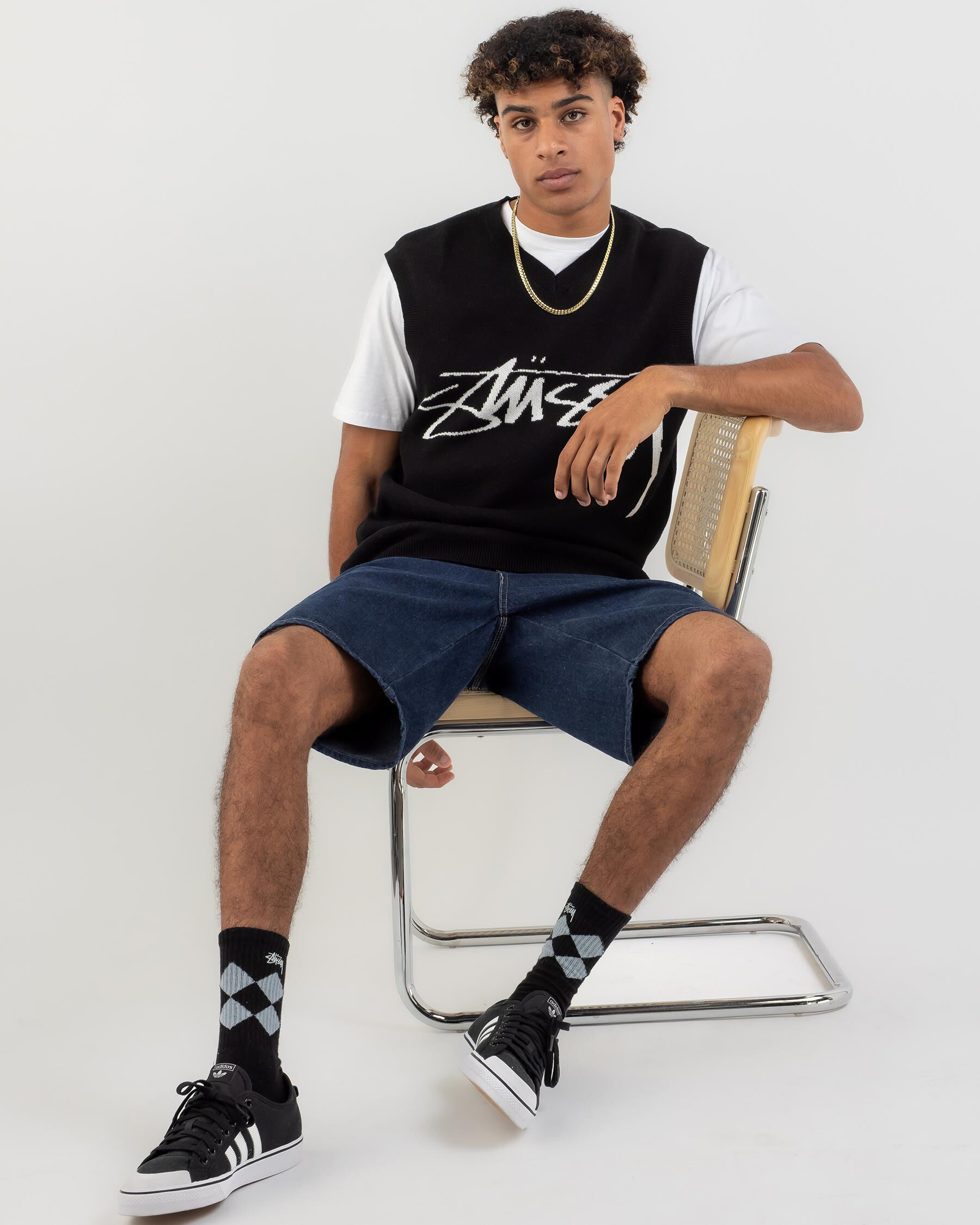 Shop Stussy Smooth Stock Knitted Vest In Black - Fast