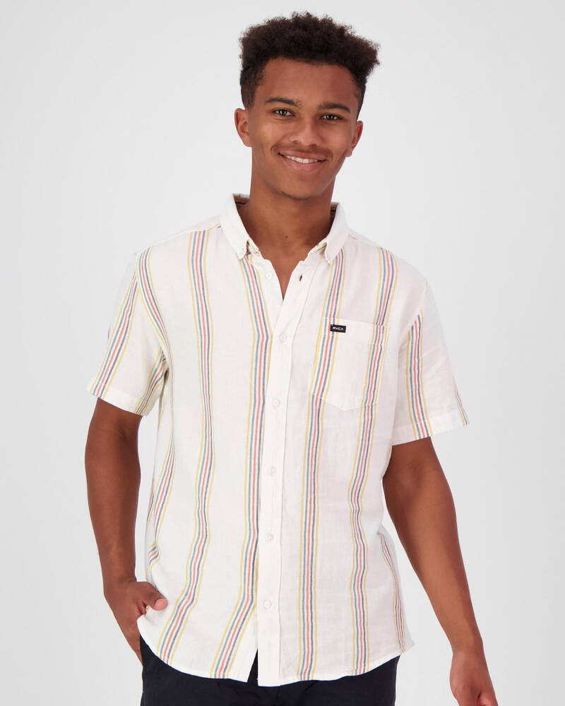 RVCA Split Stripe Short Sleeve Shirt for Mens