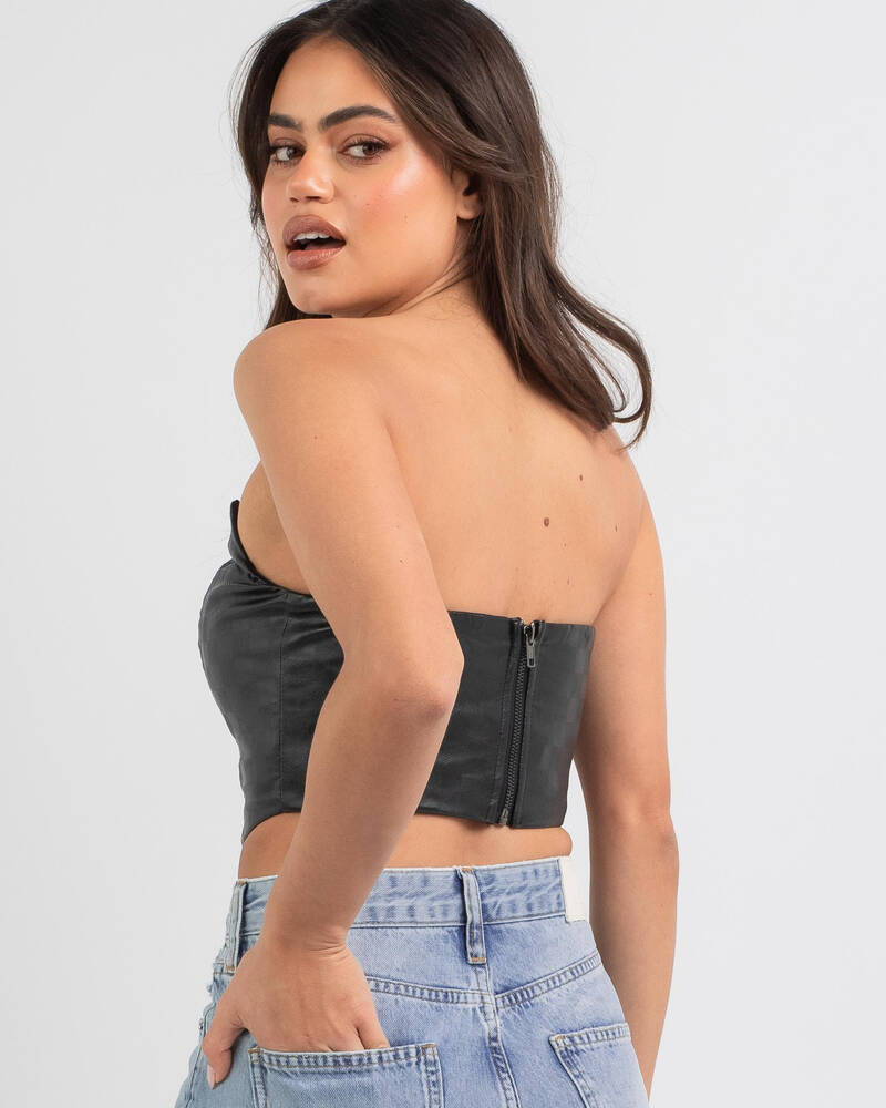 Luvalot Pamela Vegan Leather Corset Top for Womens