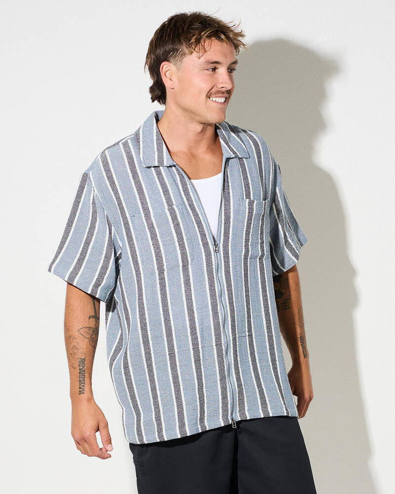 Brixton The Dexter Textured Stripe Short Sleeve Shirt for Mens