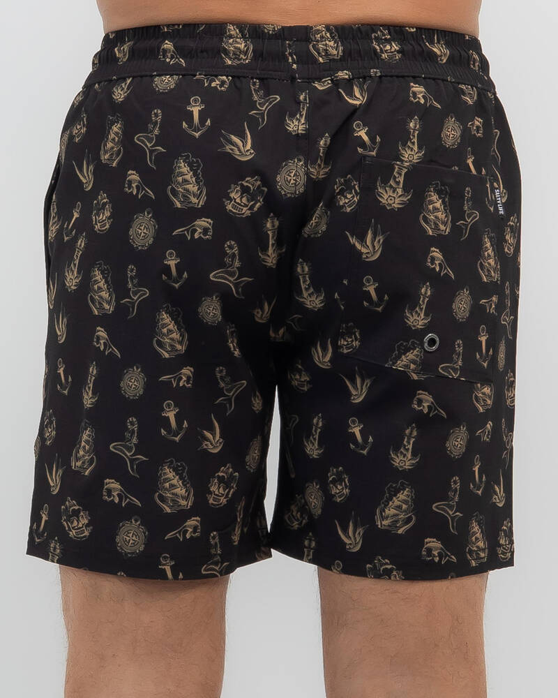 Salty Life Nautical Elastic Waist Shorts for Mens