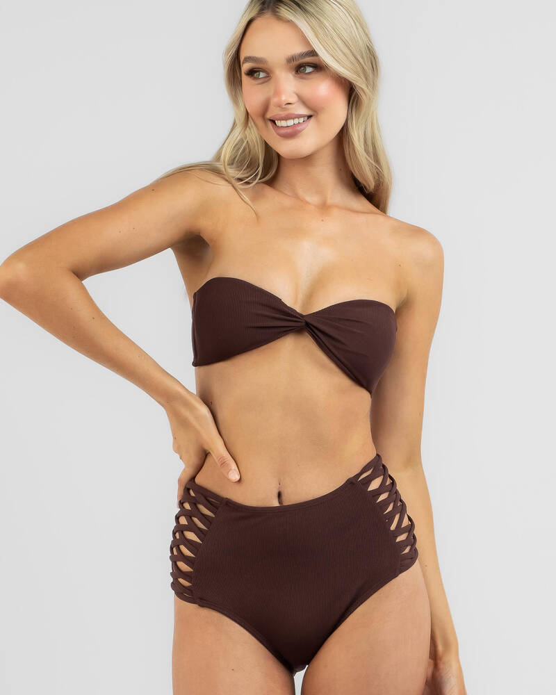 Kaiami Alexis Rib Twist Bandeau Bikini Top for Womens