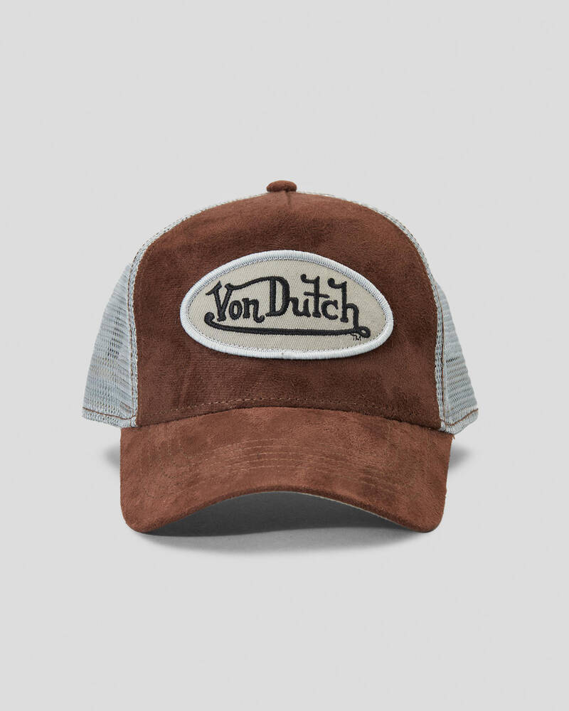 Von Dutch Brown Suede Trucker Cap for Mens