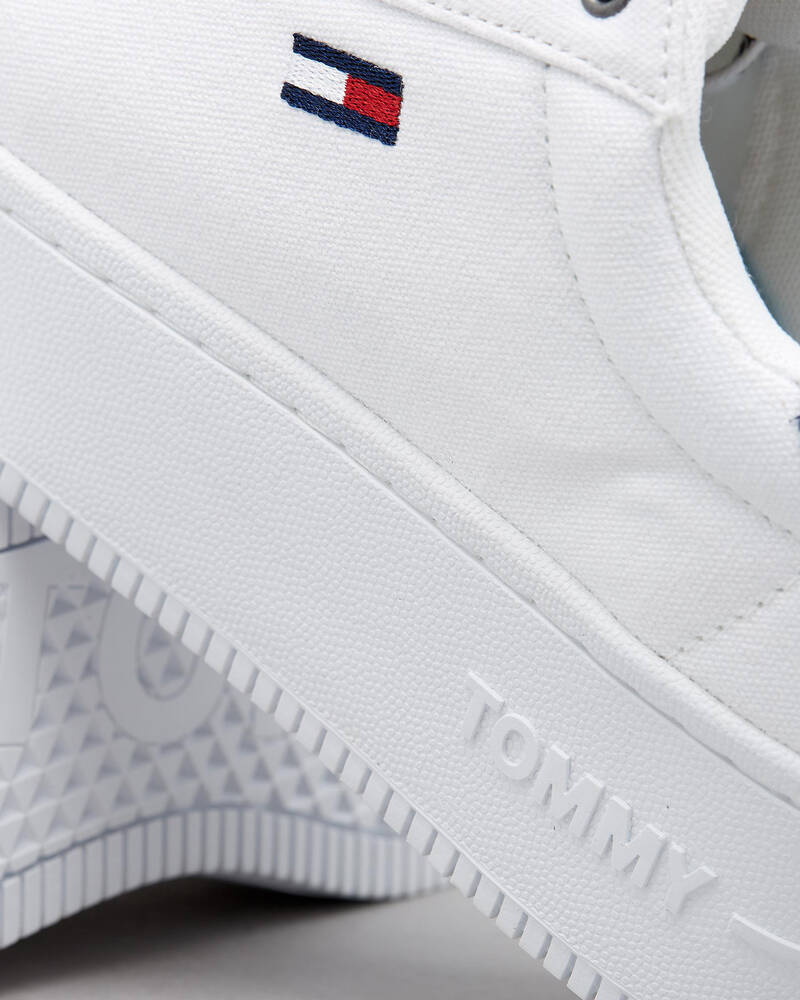 Tommy Hilfiger Womens Iconic Flatform Leather Shoes for Womens