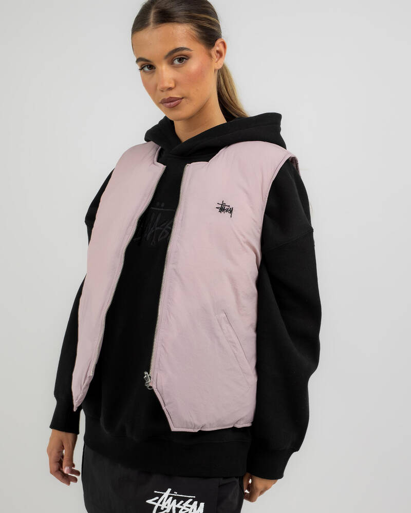 Stussy Stock Logo Reversible Quilted Vest for Womens