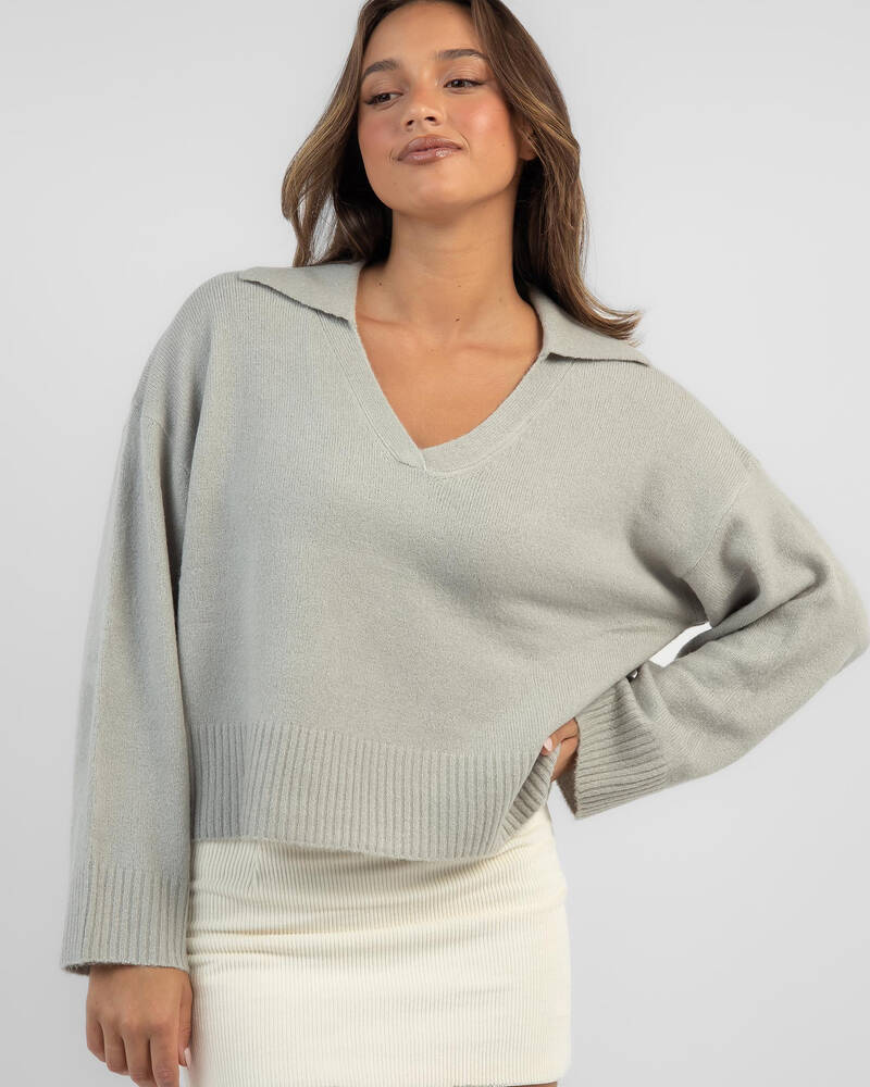 Ava And Ever Yale V Neck Collared Knit Jumper for Womens