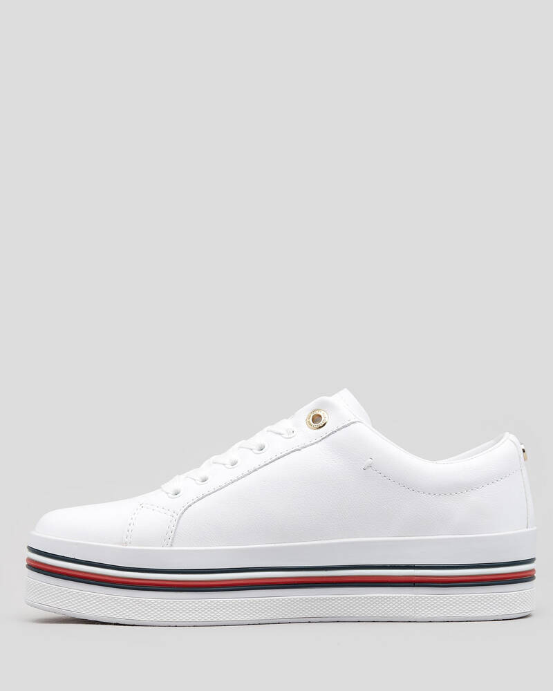 Tommy Hilfiger Womens Corporate Flatform Cupsole Leather Shoes for Womens