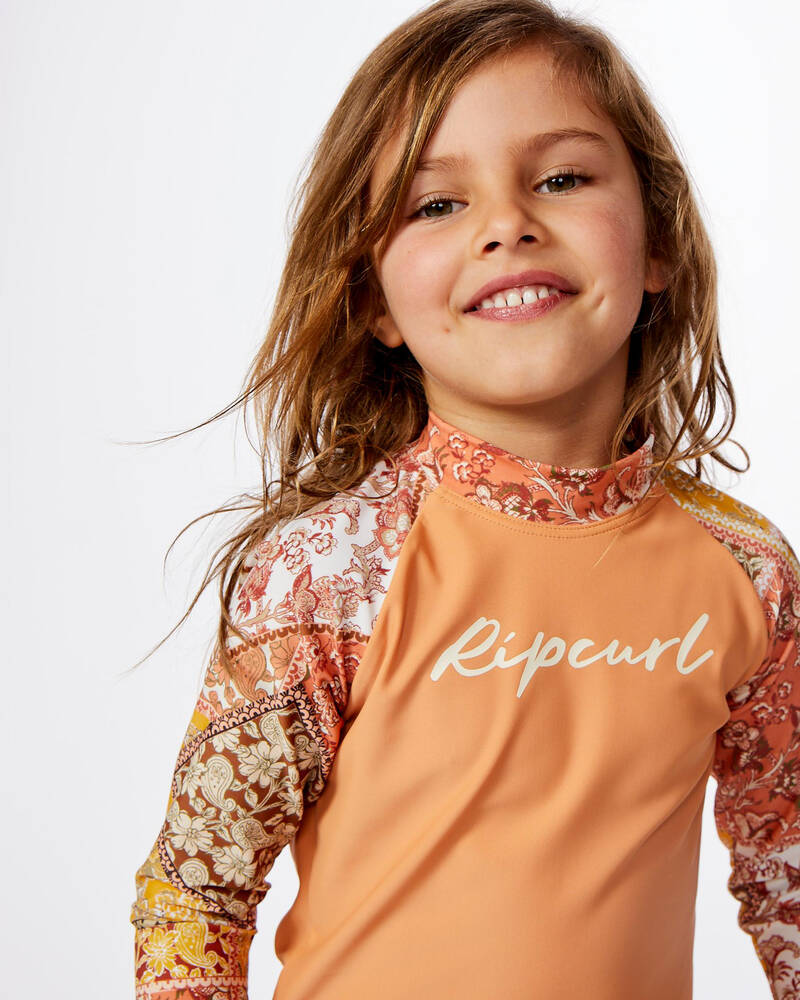 Shop Rip Curl Toddlers' Wanderer Long Sleeve UV Rash Vest Set In Maroon