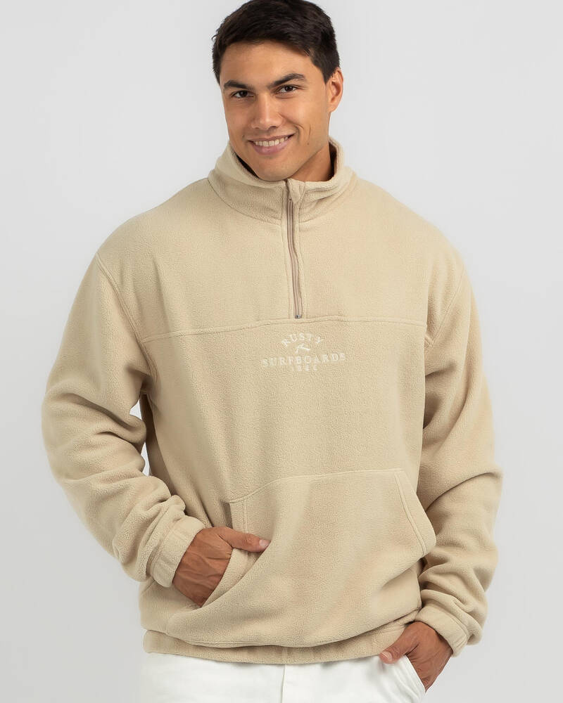 Rusty Middle Section Quarter Zip Polar Fleece Sweatshirt for Mens
