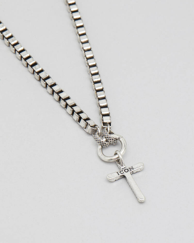 Icon Brand Textured Cross Necklace for Mens