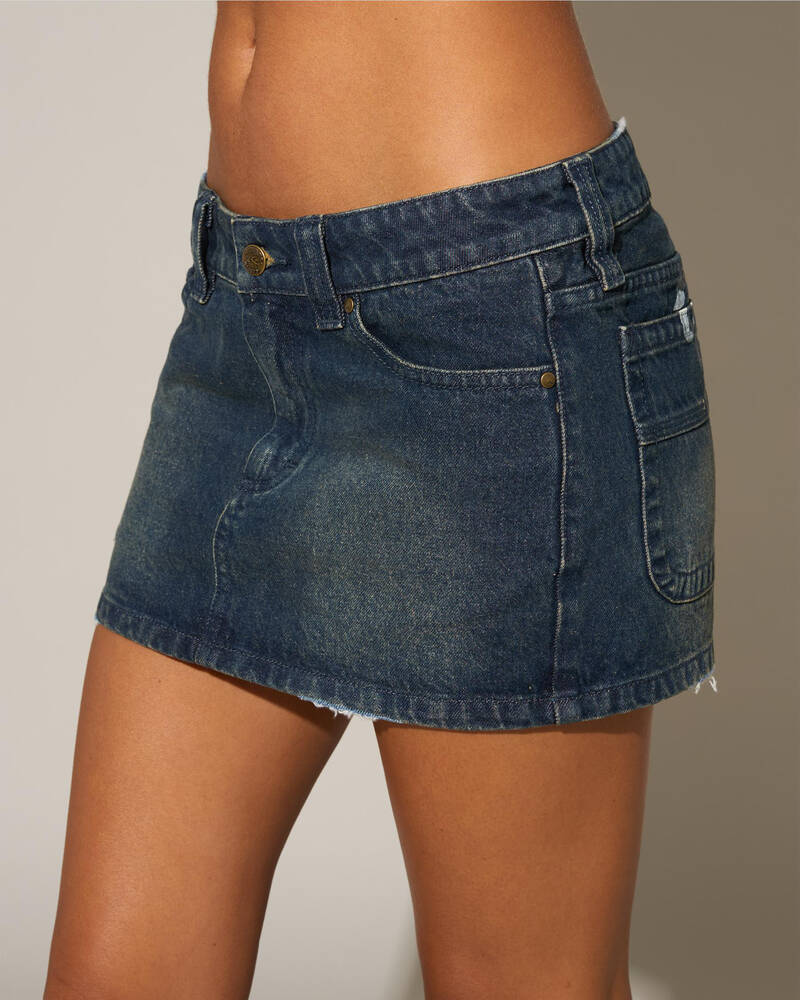 Rusty Roxanna Low Rise Denim Micro Mini Skirt for Womens