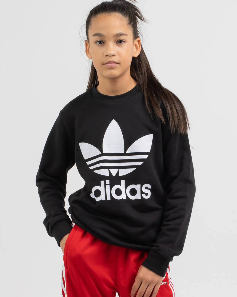 adidas Girls' Adicolor Trefoil Crew Sweatshirt for Womens