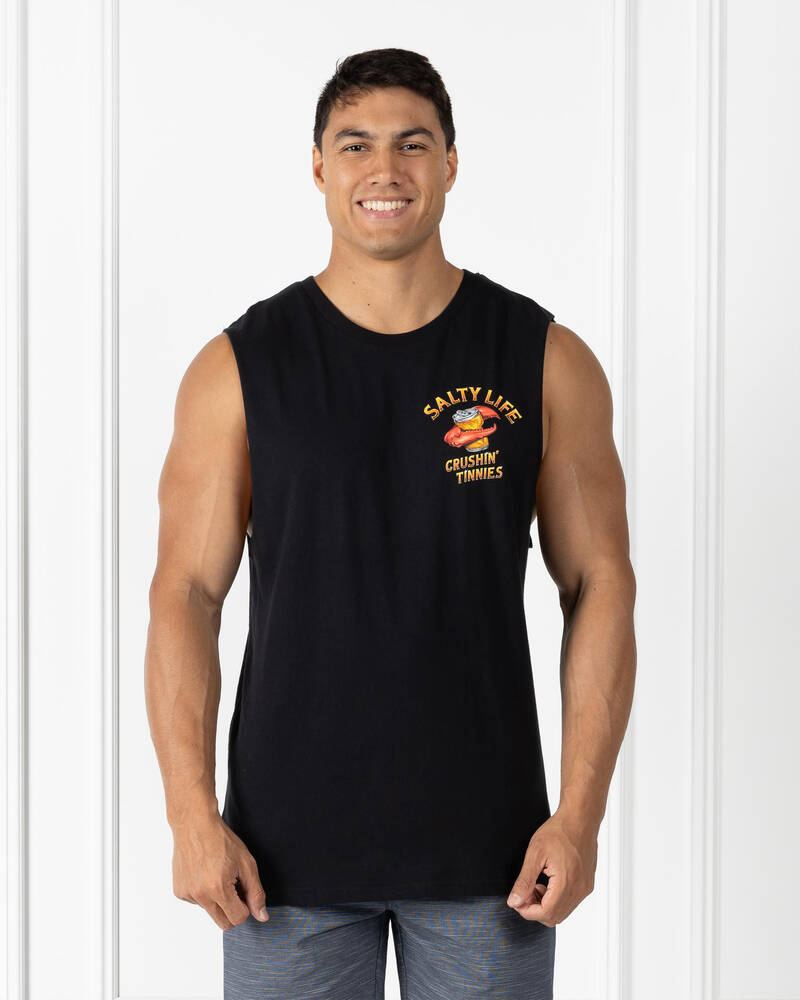 Salty Life Crushin Tinnies Muscle Tank for Mens