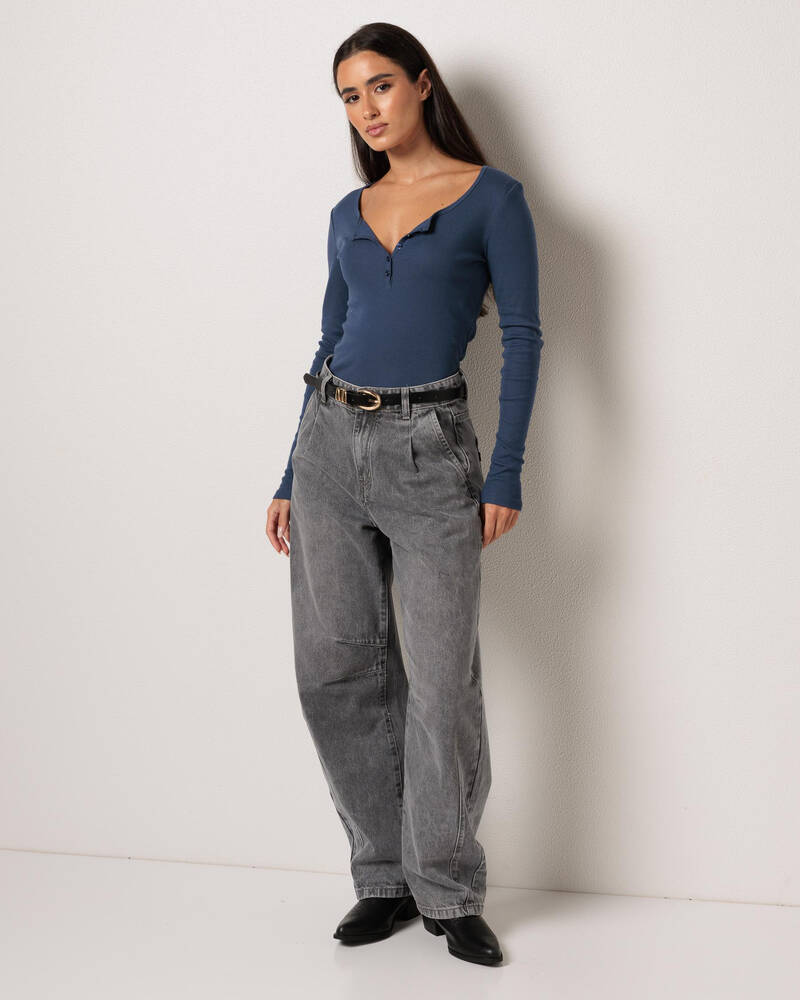 Mooloola Shirley Long Sleeve Henley Top for Womens