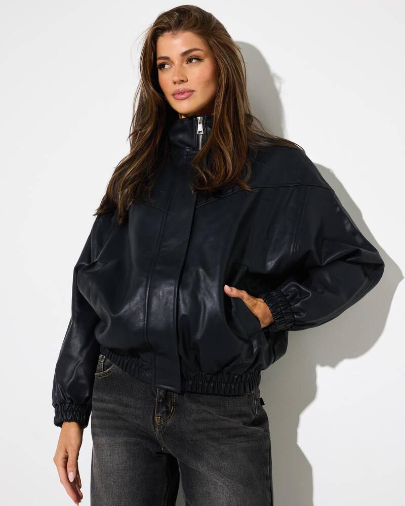 Pink Diamond Avenue Faux Leather Jacket for Womens