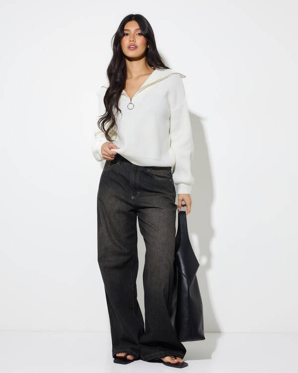 Mooloola Quarter Zip Knit Jumper for Womens