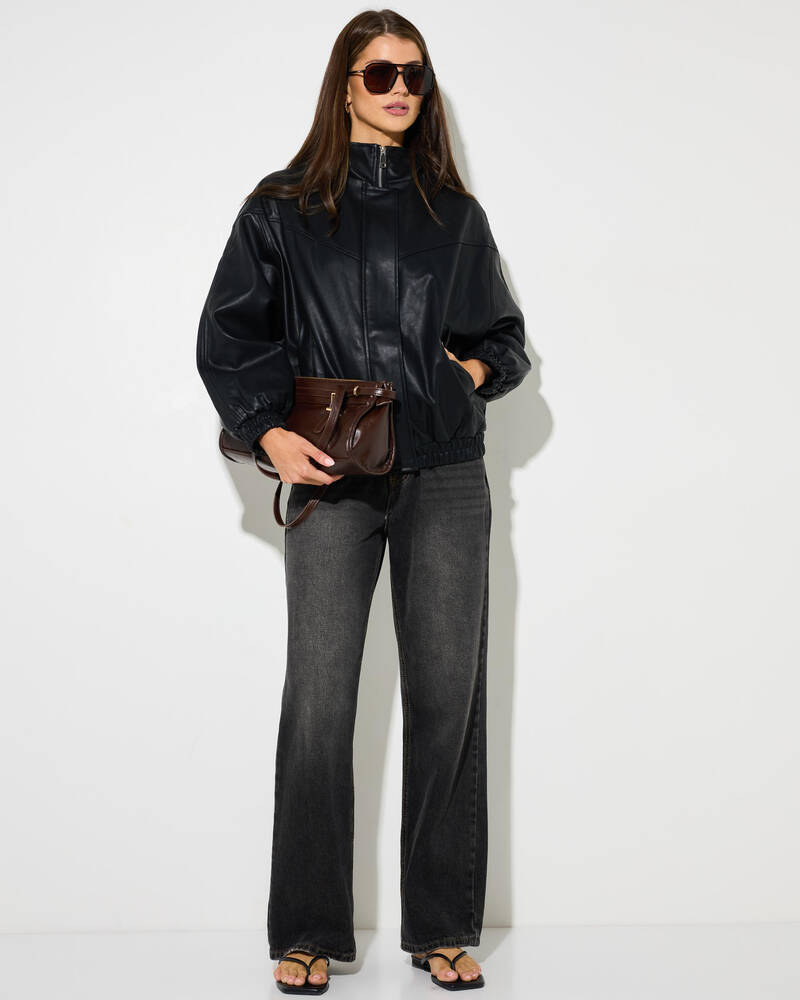 Pink Diamond Avenue Faux Leather Jacket for Womens