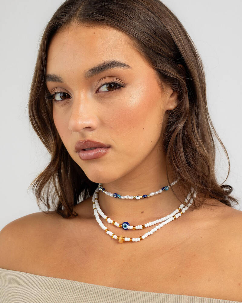 Karyn In LA Pearl Evil Eye Necklace Pack for Womens