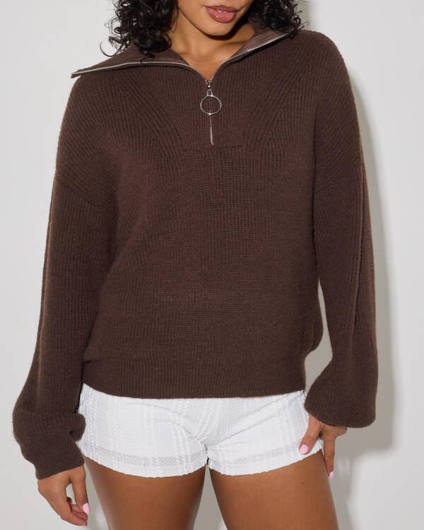 Mooloola Quarter Zip Knit Jumper for Womens