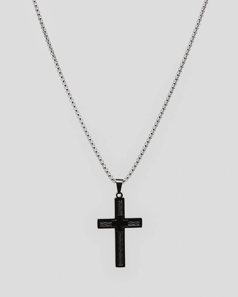 REPUBLIK Black Cross Necklace for Mens