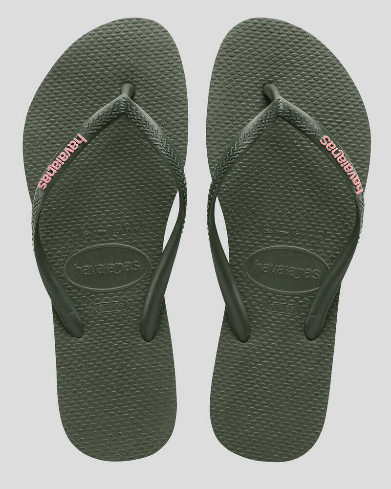 Havaianas Slim Rubber Logo Thongs for Womens