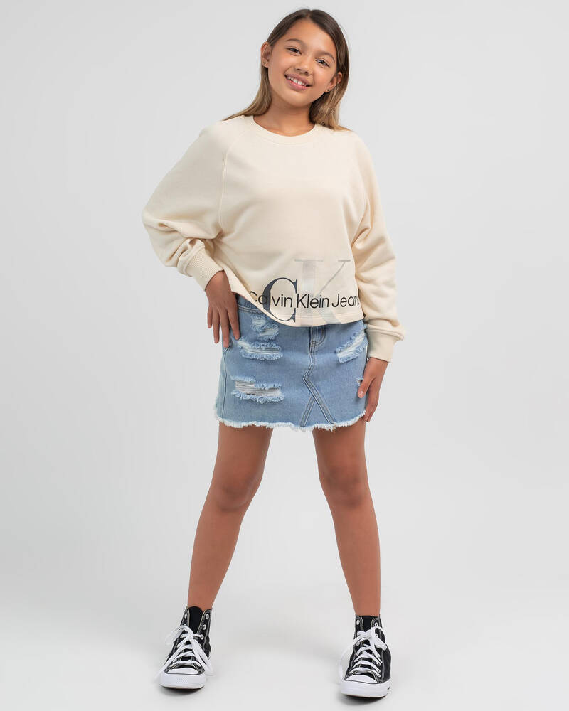 Calvin Klein Girls' Mixed Monogram Sweatshirt for Womens