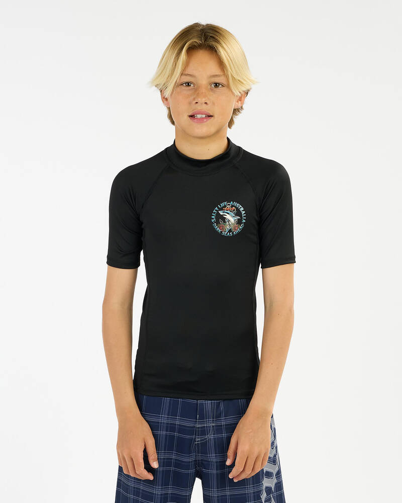 Salty Life Boys' Dark Seas Short Sleeve Rash Vest for Mens