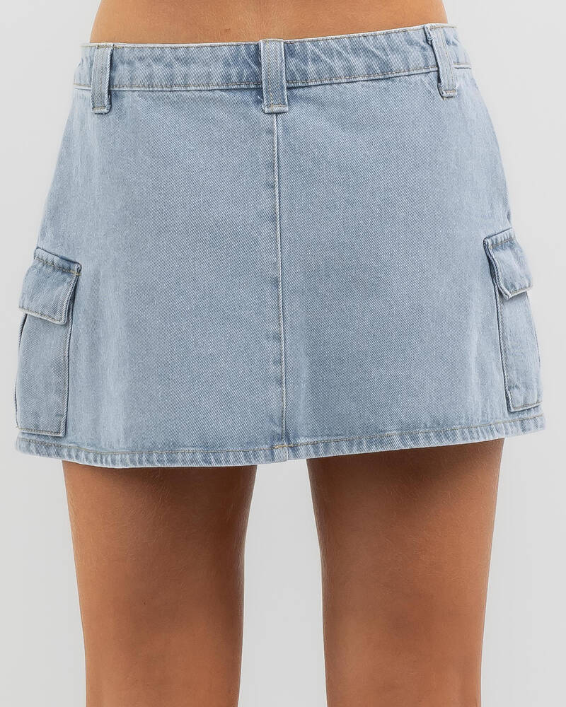 Rusty Milly Low Rise Denim Cargo Mini Skirt for Womens