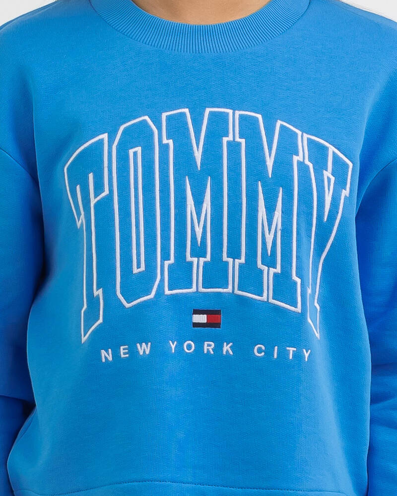 Tommy Hilfiger Girls' Bold Varsity Cropped Sweatshirt for Womens