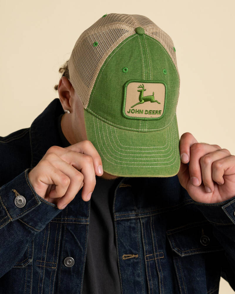 John Deere Stone Wash Trucker Cap for Mens