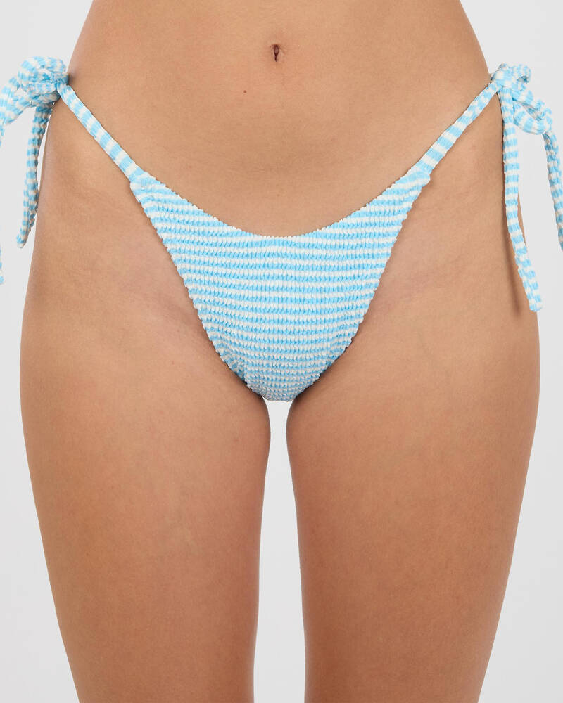 Rhythm Cove Stripe Tie Side High Cut Bikini Bottom for Womens