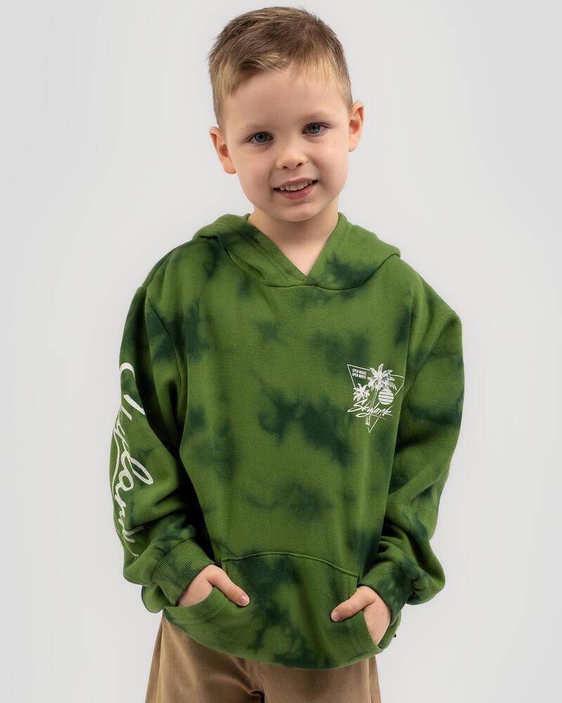 Skylark Toddlers' Fleet Hooded Sweatshirt In Green Tie Dye Fast