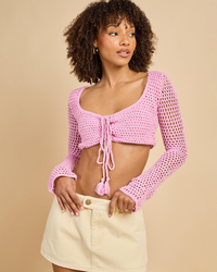 Ava And Ever Ashy Crochet Ultra Crop Top for Womens image number null