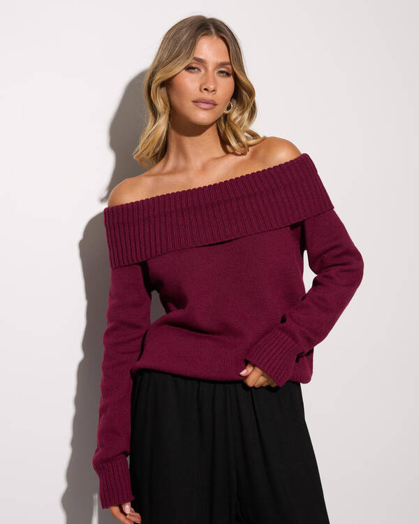 Veriti Off Shoulder Knit Jumper
