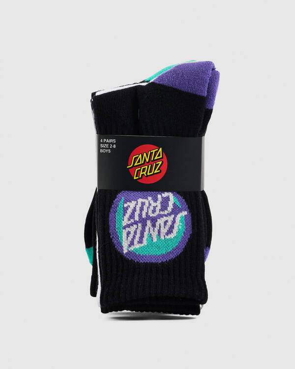 Santa Cruz Boys' Bold Shadow Dot Crew Socks 4 Pack for Unisex