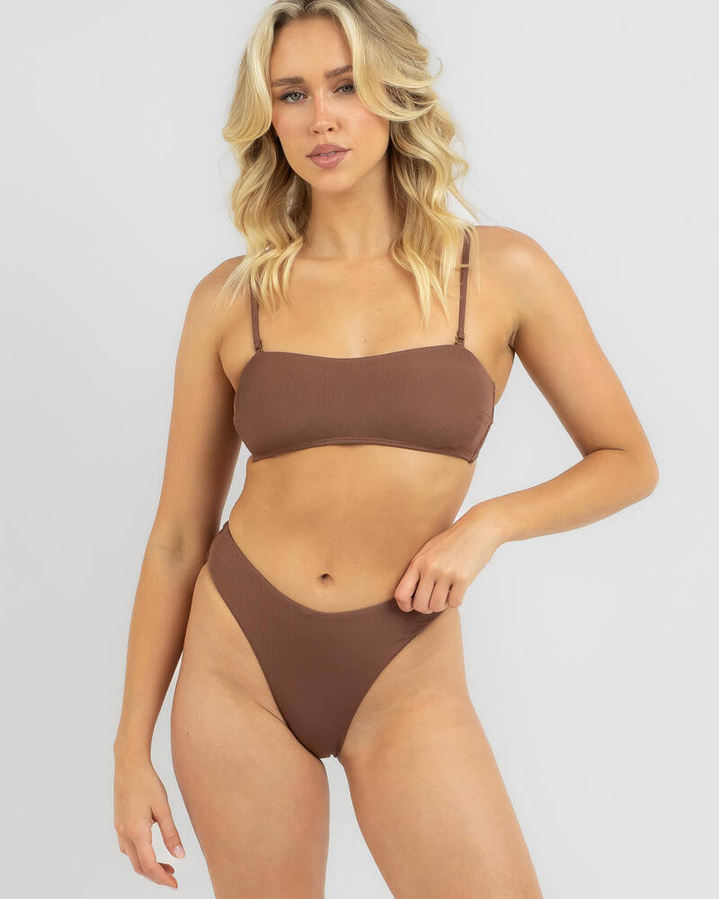Kaiami Gloria Rib High Waisted Bikini Bottom for Womens